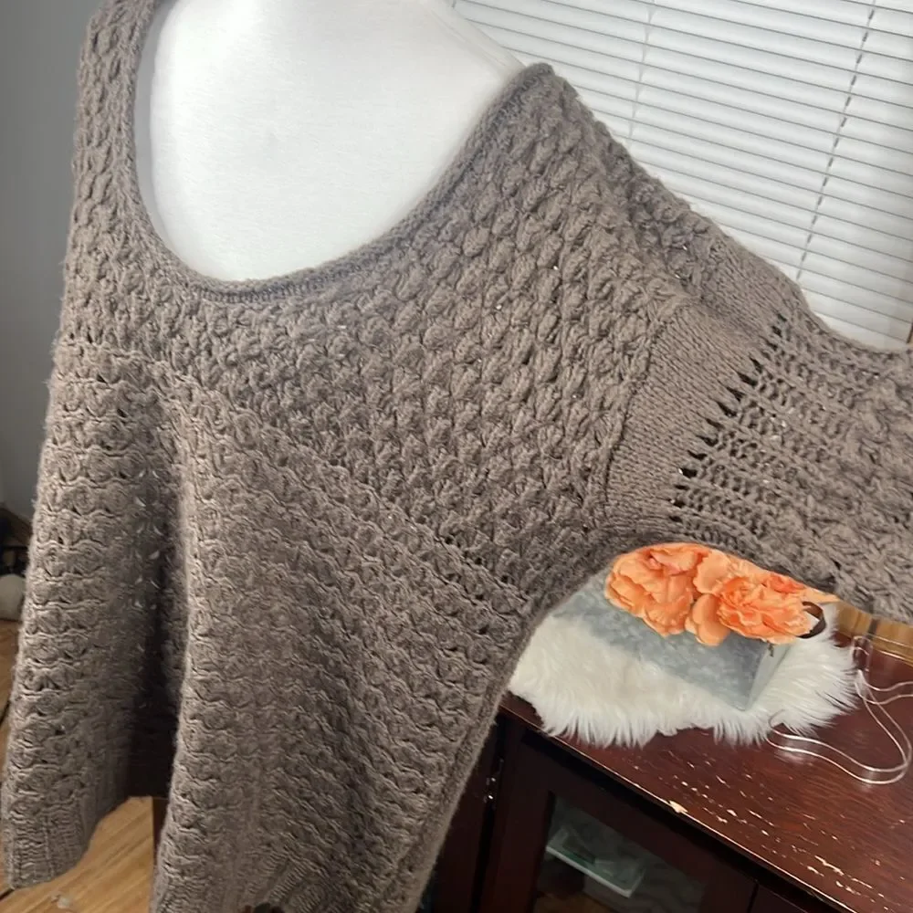 Free People Crashing Waves Pullover in Cocoa Sz Large